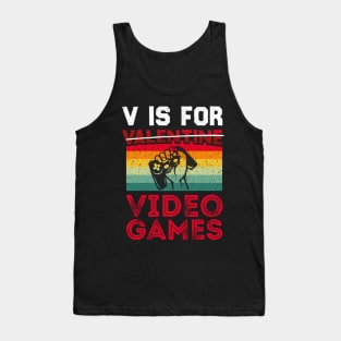 V is for video games, not valentines, vintage gaming shirt Tank Top